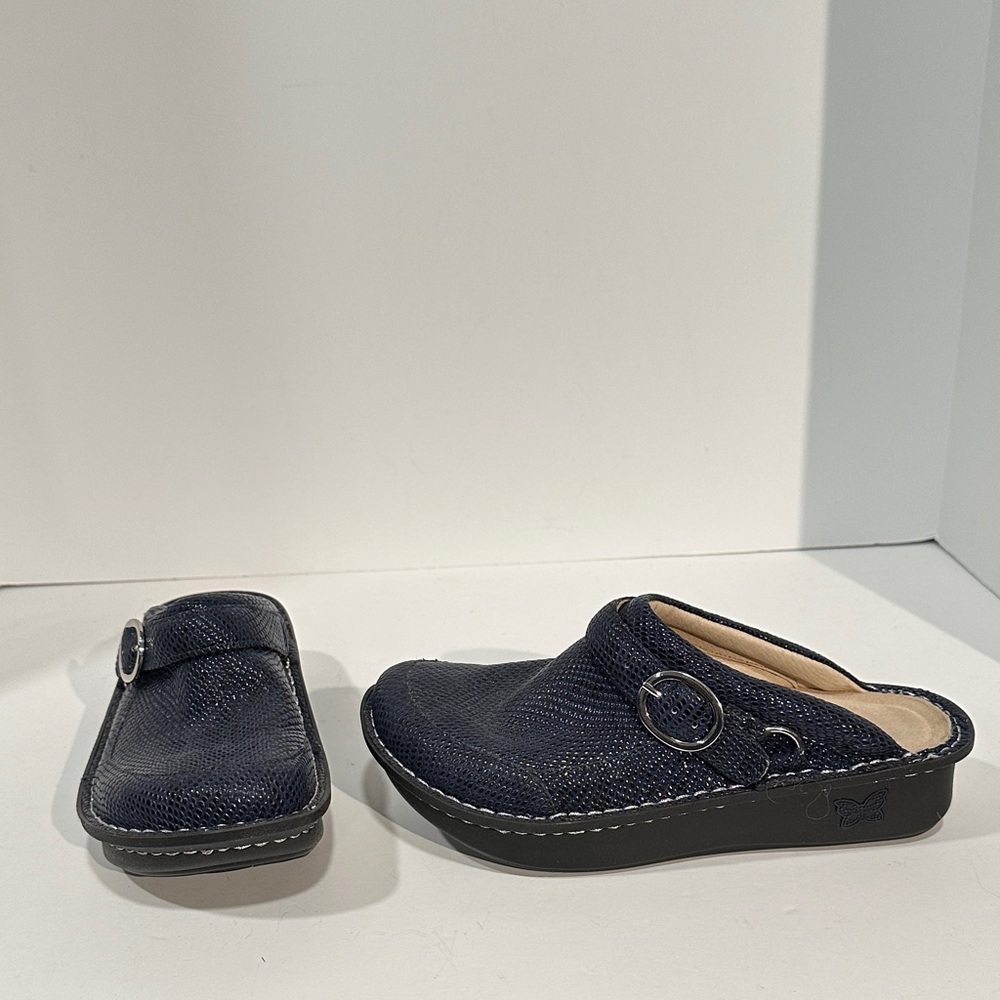 Alegria by PG Lite Navy Slip-On Clogs with Buckle